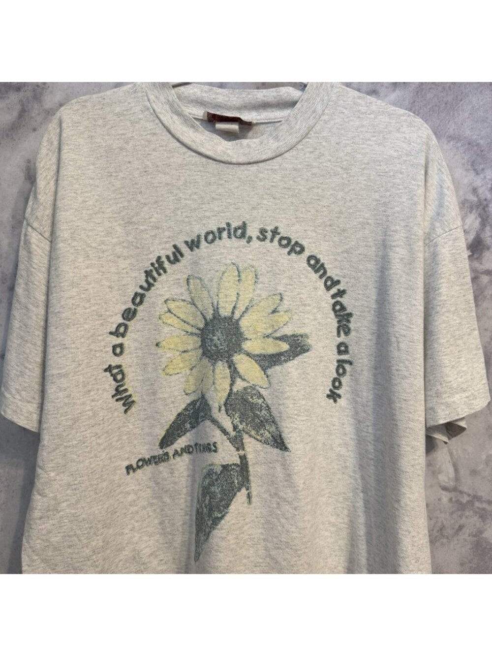 Vintage Simpatico Beautiful World Shirt One Size Fits All Grey Sunflower Flower